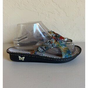 ALEGRIA Victoriah Crisscross Rainbow Snakeskin Size 38/US 8 Comfort Slide Sandal